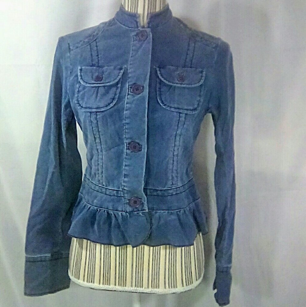 Louie Anthropologie  Blue Corduroy Jacket Size 2